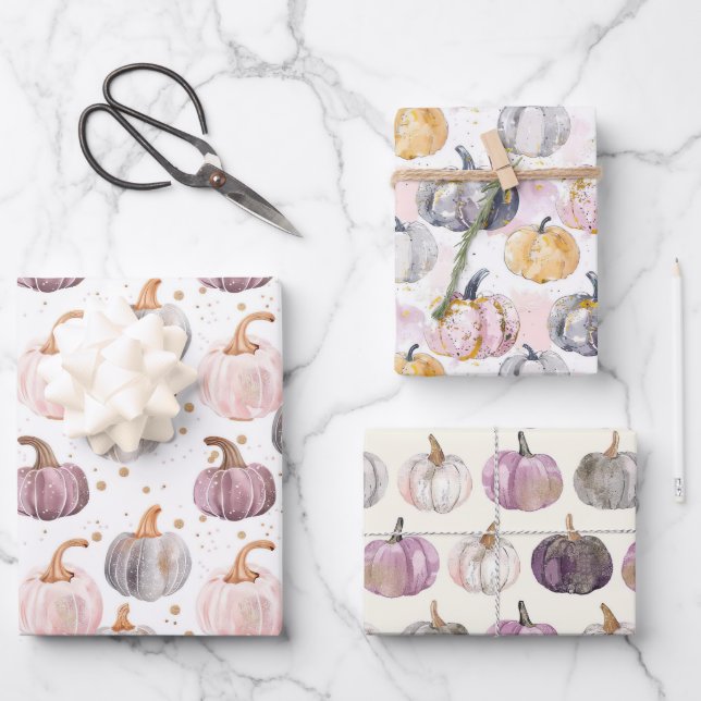 Hoja De Papel De Regalo Patrón de caída de calabaza acuática (Anverso)