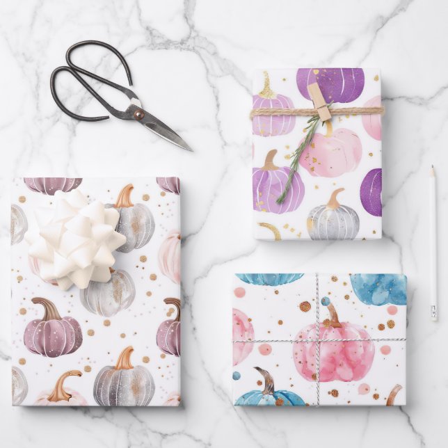 Hoja De Papel De Regalo Patrón de caída de calabaza acuática (Anverso)