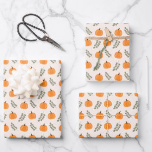 Hoja De Papel De Regalo Patrón de caída de eucalipto de calabaza de calaba