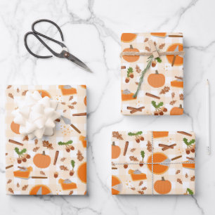 Hoja De Papel De Regalo Patrón de caída de otoño del conducto de calabaza