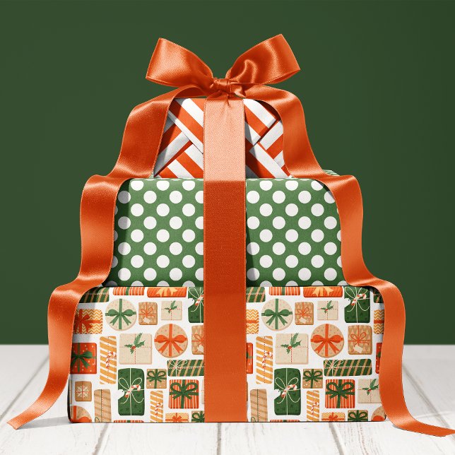 Hoja De Papel De Regalo Patrón de caja de regalo retro Navidades de vacaci (Subido por el creador)