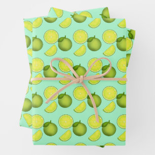 Hoja De Papel De Regalo Patrón de cal verde