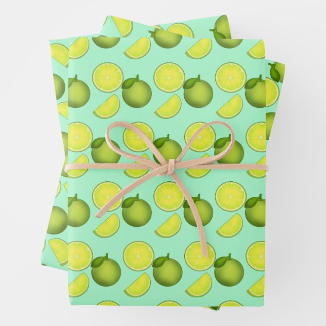Hoja De Papel De Regalo Patrón de cal verde (In situ)