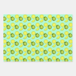 Hoja De Papel De Regalo Patrón de cal verde