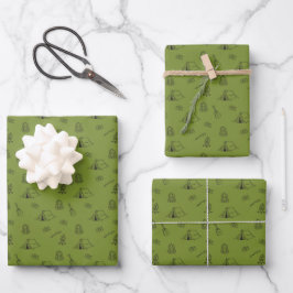 Hoja De Papel De Regalo Patrón de Camping Bushcraft Tienda de Mochila