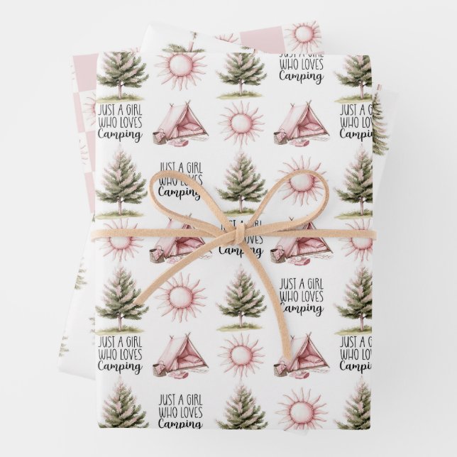 Hoja De Papel De Regalo Patrón de camping rosa (In situ)