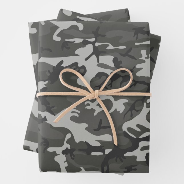 Hoja De Papel De Regalo Patrón de camuflaje gris, patrón militar, ejército (In situ)
