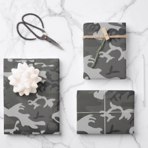 Hoja De Papel De Regalo Patrón de camuflaje gris, patrón militar, ejército