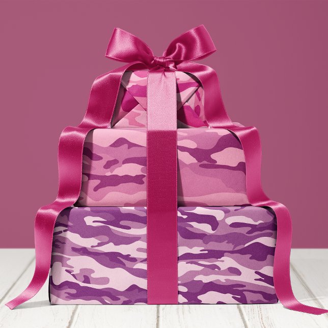 Hoja De Papel De Regalo Patrón de camuflaje rosa y púrpura femenino (Subido por el creador)
