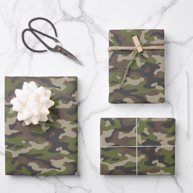 Hoja De Papel De Regalo Patrón de camuflaje verde (Anverso)
