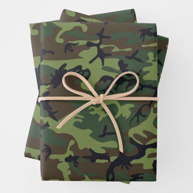 Hoja De Papel De Regalo Patrón de camuflaje verde, patrón militar, ejércit (In situ)