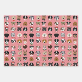 Hoja De Papel De Regalo Patrón de cara de perro de los navidades