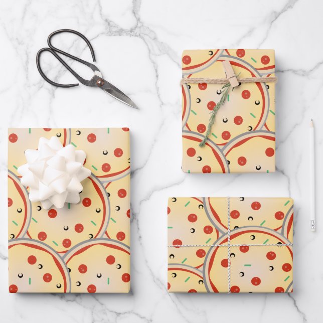 Hoja De Papel De Regalo Patrón de carne de queso pizza Pepperoni (Anverso)