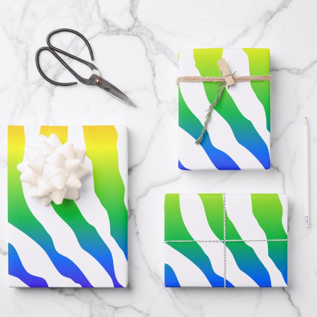 Hoja De Papel De Regalo Patrón de cebra arco iris (Anverso)