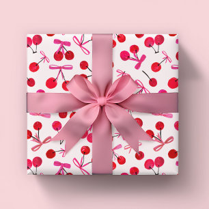 Hoja De Papel De Regalo Patrón de cerezas y arcos