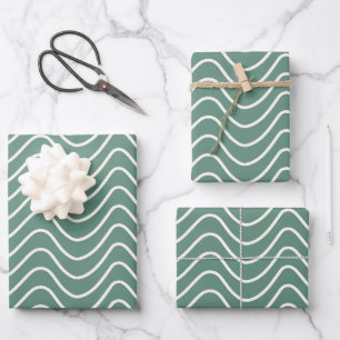 Hoja De Papel De Regalo Patrón de cheurón verde tropical Zigzag mínimo