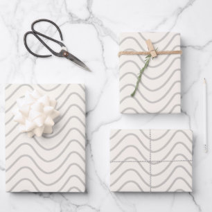 Hoja De Papel De Regalo Patrón De Chevron De Línea Mínima Crema Blanco Y G