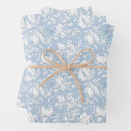 Hoja De Papel De Regalo Patrón de chinoisería azul y blanco