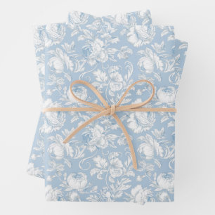 Hoja De Papel De Regalo Patrón de chinoisería azul y blanco