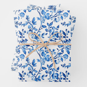 Hoja De Papel De Regalo Patrón de Chinoiserie Azul