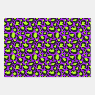 Hoja De Papel De Regalo Patrón de chita de neón, Chicas y niños de niños, 