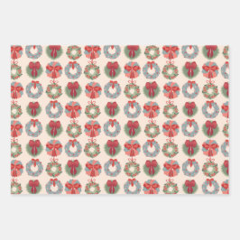 Hoja De Papel De Regalo Patrón de ciervos, coronas y jengibre de los navid