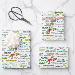 Hoja De Papel De Regalo Patrón de cita de Grinch