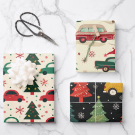 Hoja De Papel De Regalo Patrón de coche de los navidades