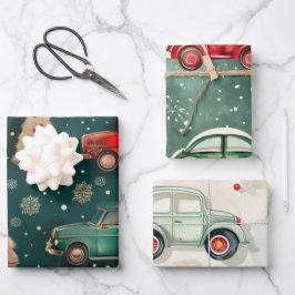 Hoja De Papel De Regalo Patrón de coche de los navidades