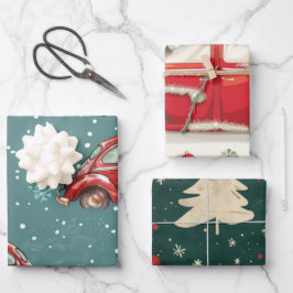 Hoja De Papel De Regalo Patrón de coche de los navidades