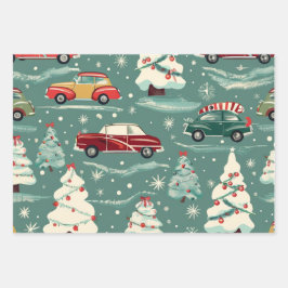 Hoja De Papel De Regalo Patrón de coche de los navidades