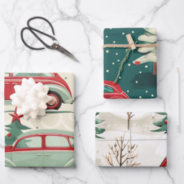 Hoja De Papel De Regalo Patrón de coche de los navidades