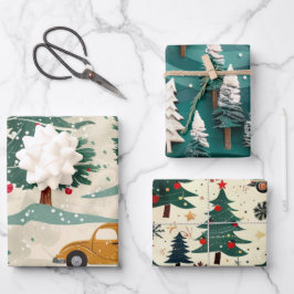 Hoja De Papel De Regalo Patrón de coche de los navidades