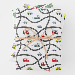 Hoja De Papel De Regalo Patrón de coches
