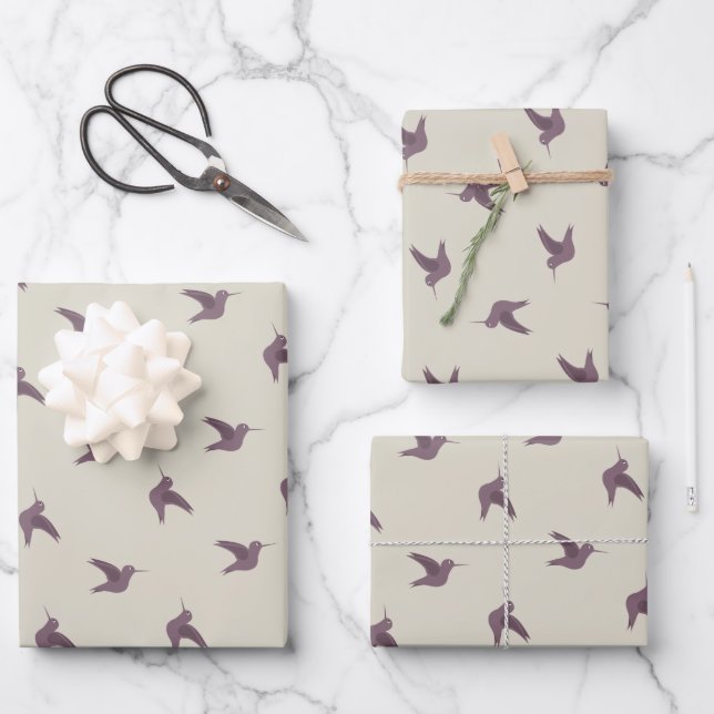 Hoja De Papel De Regalo patrón de colibrí rojo (Anverso)