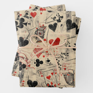 Hoja De Papel De Regalo Patrón de Collage de Cartas de Juego
