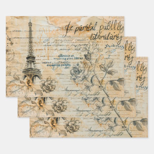 Hoja De Papel De Regalo Patrón de Collage de París vintage