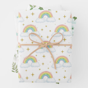 Hoja De Papel De Regalo Patrón de color arcoíris ombre de purpurina pastel