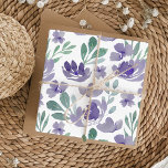 Hoja De Papel De Regalo Patrón de color de agua morado y floral de moda<br><div class="desc">Este es un diseño original de acuarela creado en nuestro estudio. Las delicadas flores moradas contrastan con los elementos follaje verdes. Ideal para bodas,  aniversarios,  cumpleaños y más.</div>
