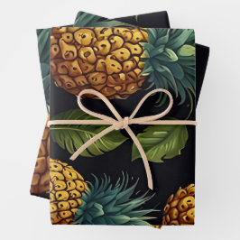 Hoja De Papel De Regalo Patrón de color de agua tropical piña de manzana s