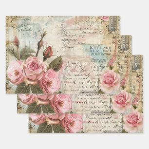 Hoja De Papel De Regalo Patrón de color floral vintage