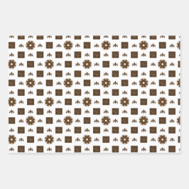 Hoja De Papel De Regalo Patrón de color marrón y blanco de moda