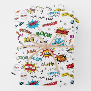 Hoja De Papel De Regalo Patrón de cómics de superhéroes