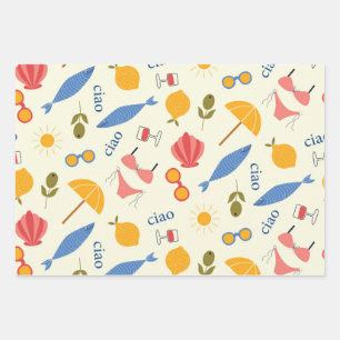 Hoja De Papel De Regalo Patrón de comida de playa de verano italiano La Do