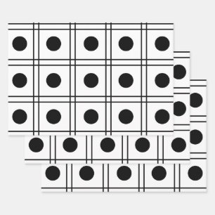 Hoja De Papel De Regalo Patrón de comprobación de color negro y blanco del