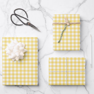 Hoja De Papel De Regalo Patrón de comprobación de Gingham amarillo Sunshin