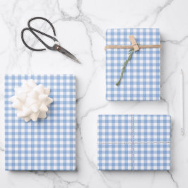 Hoja De Papel De Regalo Patrón de comprobación de Gingham azul suave