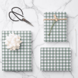 Hoja De Papel De Regalo Patrón de comprobación de Gingham del Lago Verde V