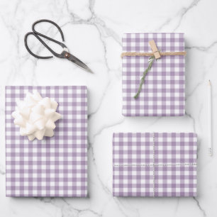 Hoja De Papel De Regalo Patrón de comprobación de Gingham Lavender