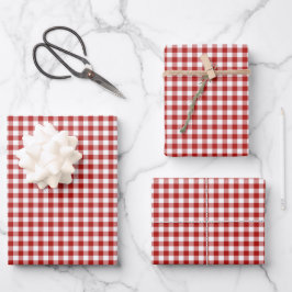 Hoja De Papel De Regalo Patrón de comprobación de Gingham rojo